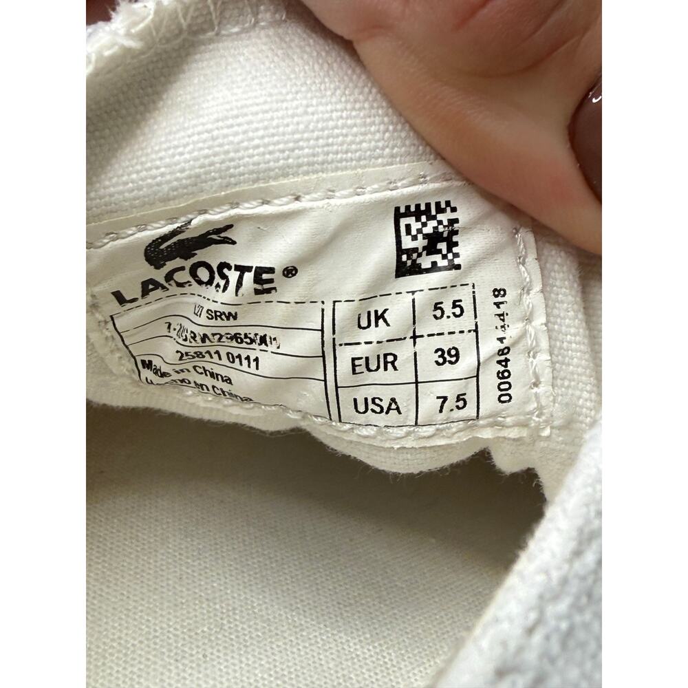 Lacoste white logo canvas sneaker size 7.5 - Picture 7 of 7
